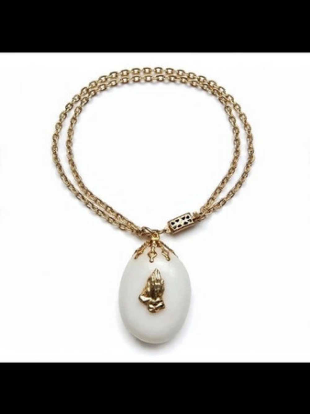 White Pendant Gold-Tone Chain Necklace - Picture 2 of 7